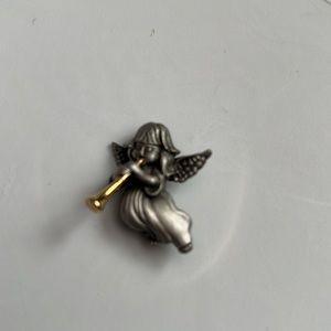 Vintage Angel pewter brooch